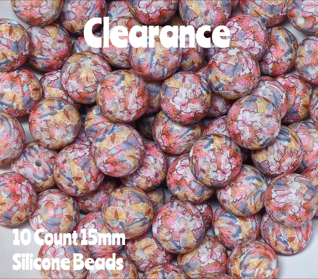 10 Count DIY 15MM Silicone Printed Beads Bead Supplies BOHEMIAN BUTTERFLY Makes them around .17 cents each
