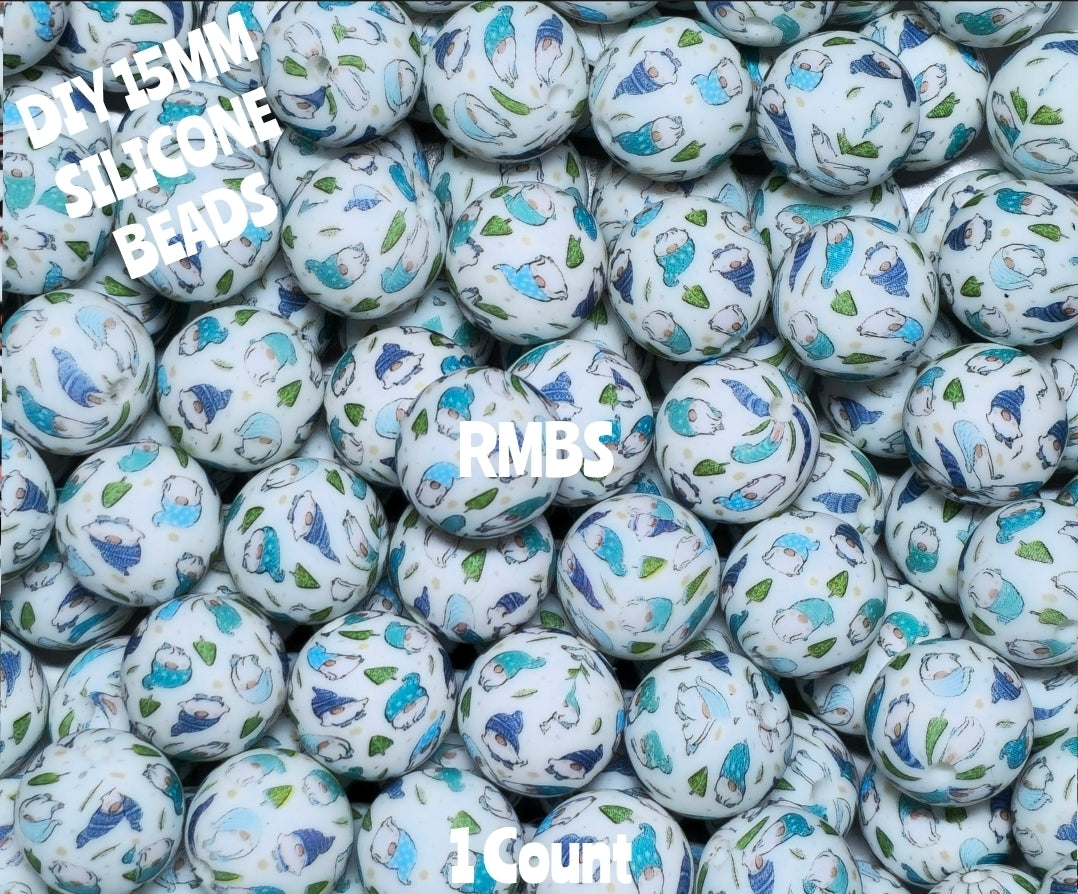 New 1 Count 15mm Printed Beads Christmas Theme Beads Craft Supplies Multiple Options
