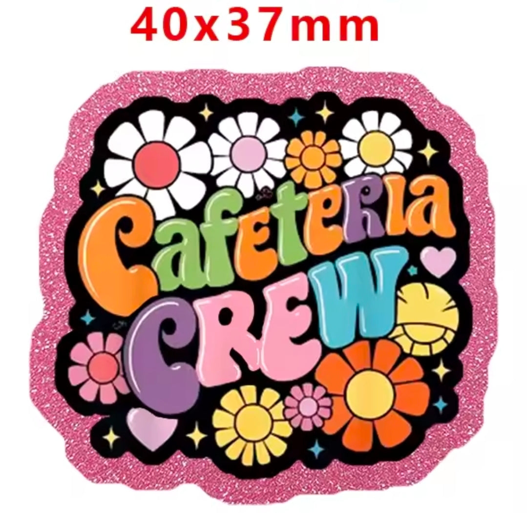 Glitter Acrylic Flatback- Acrylic Planer Resin Charm Cafieria Crew