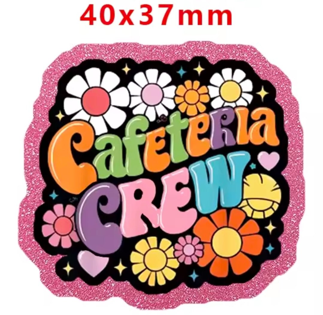 Glitter Acrylic Flatback- Acrylic Planer Resin Charm Cafieria Crew