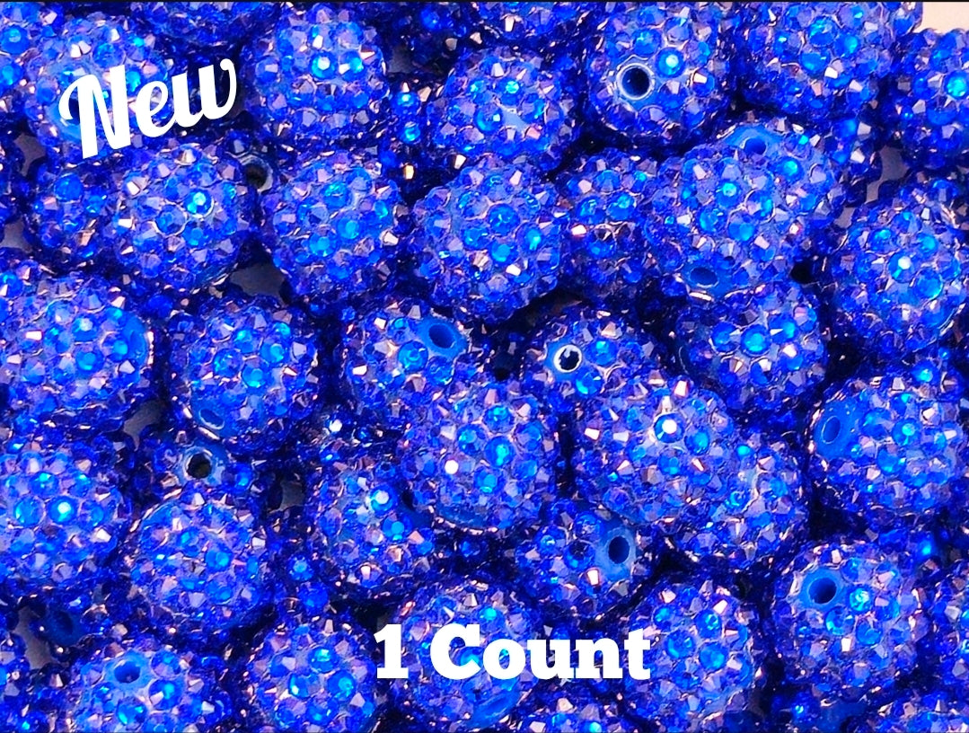 New Color 2 Size Options Acrylic Rhinestone Beads 1 Count ROYAL BLUE Shimmer