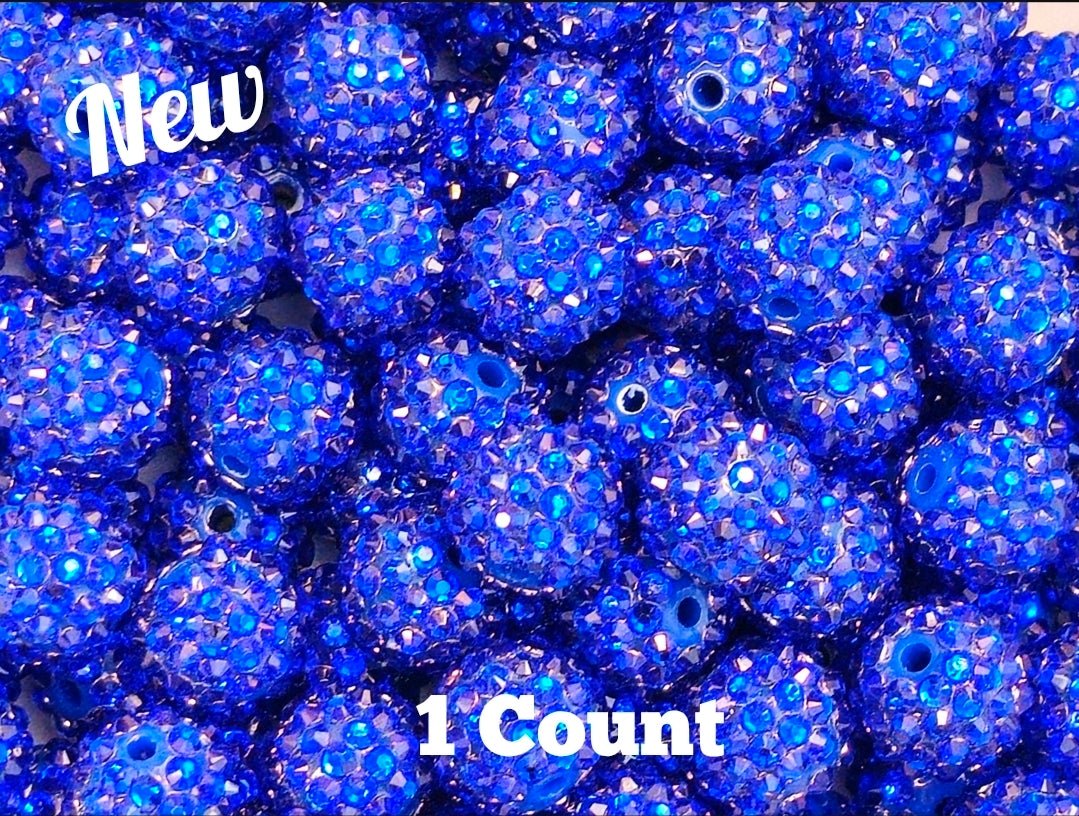 New Color 2 Size Options Acrylic Rhinestone Beads 1 Count ROYAL BLUE Shimmer