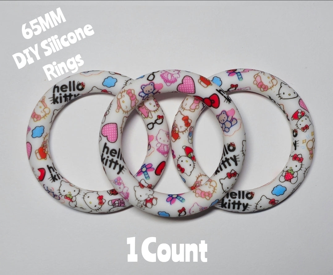 1 Count DIY 65MM Silicone Rings Craft Supplies Beadable Blanks Hello Kitty
