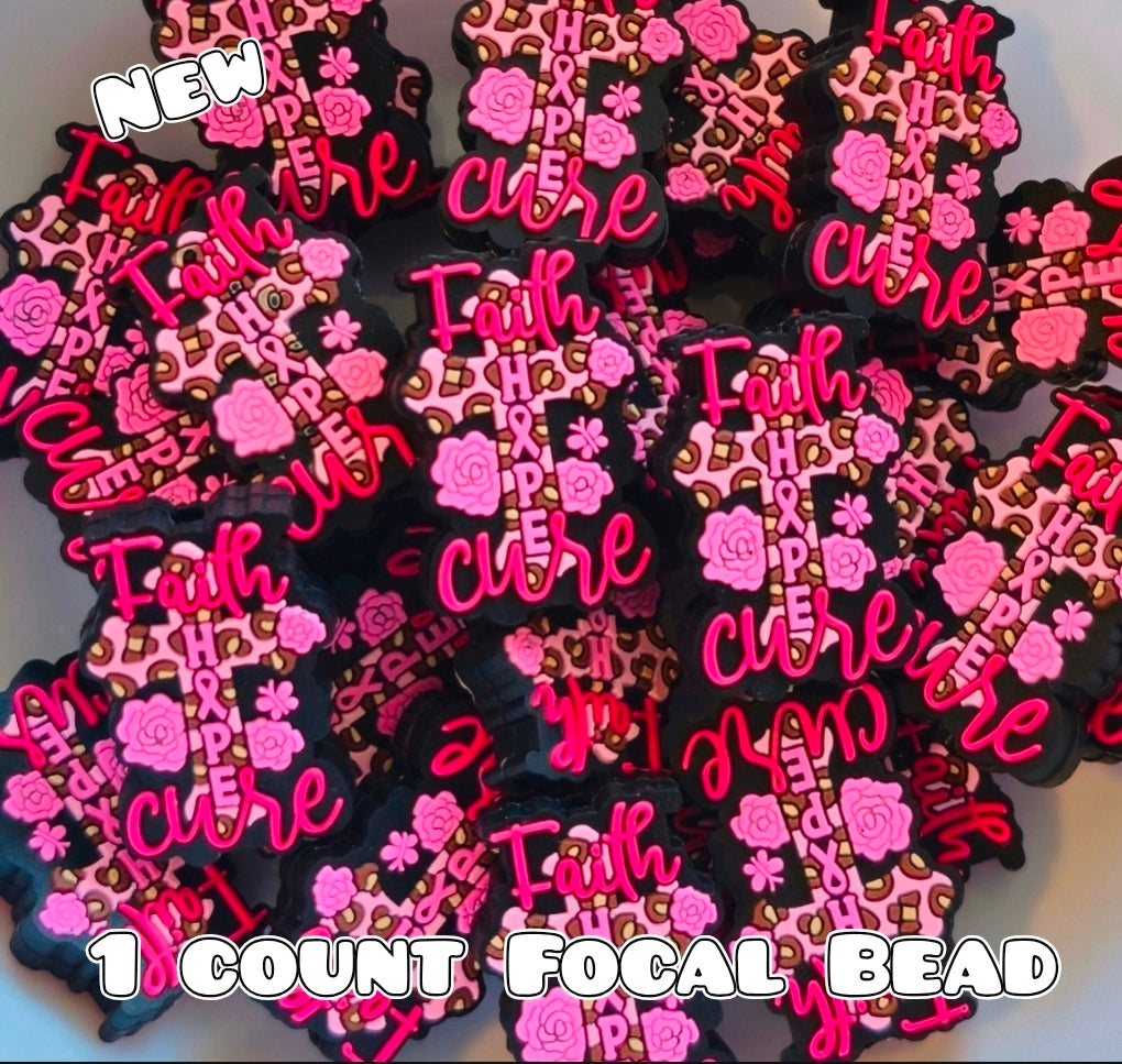 New 1 Count Focal Bead Breast Cancer