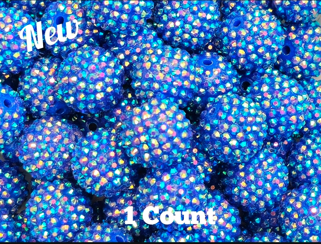 New Color 2 Size Options Acrylic Rhinestone Beads 1 Count UV Blue Shimmer