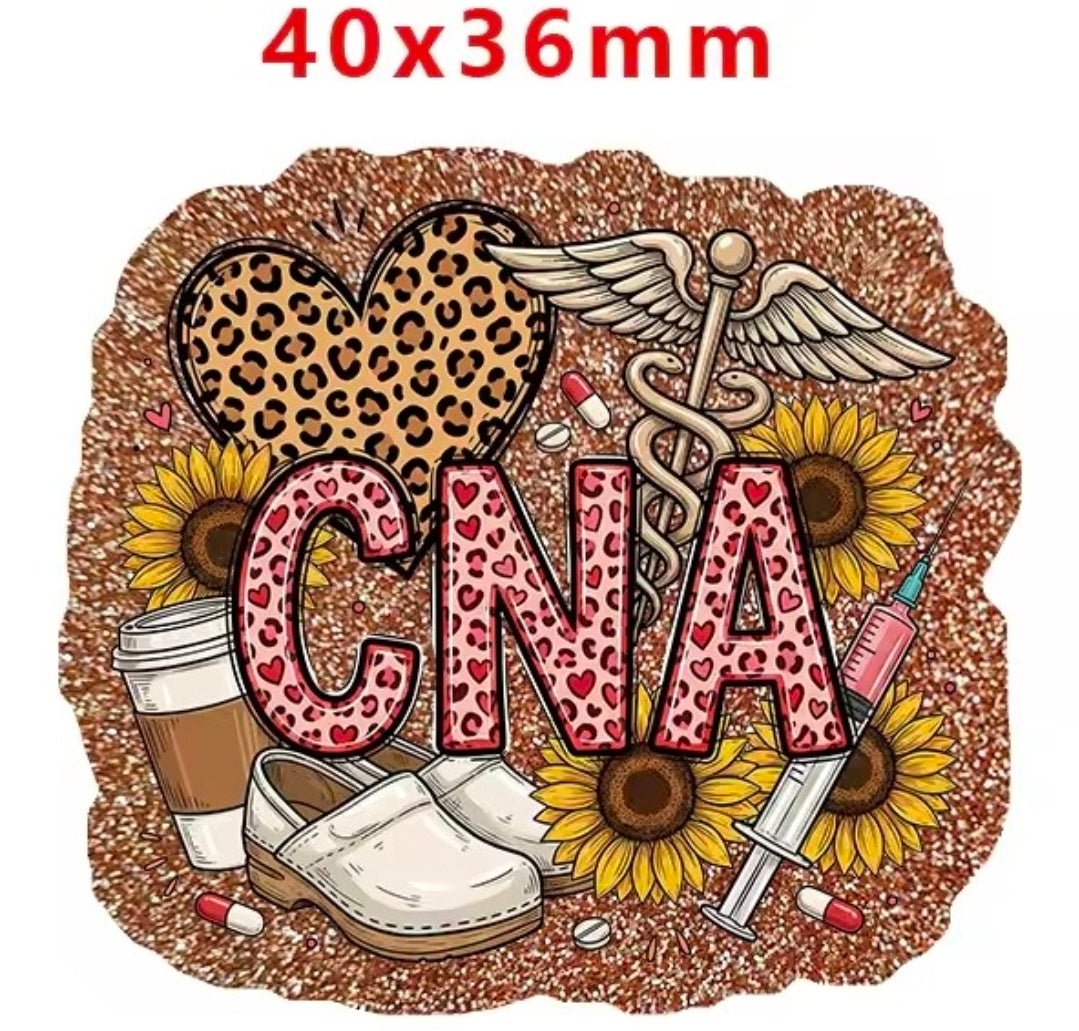Glitter Acrylic Flatback- Acrylic Planer Resin Charm Medical CNA