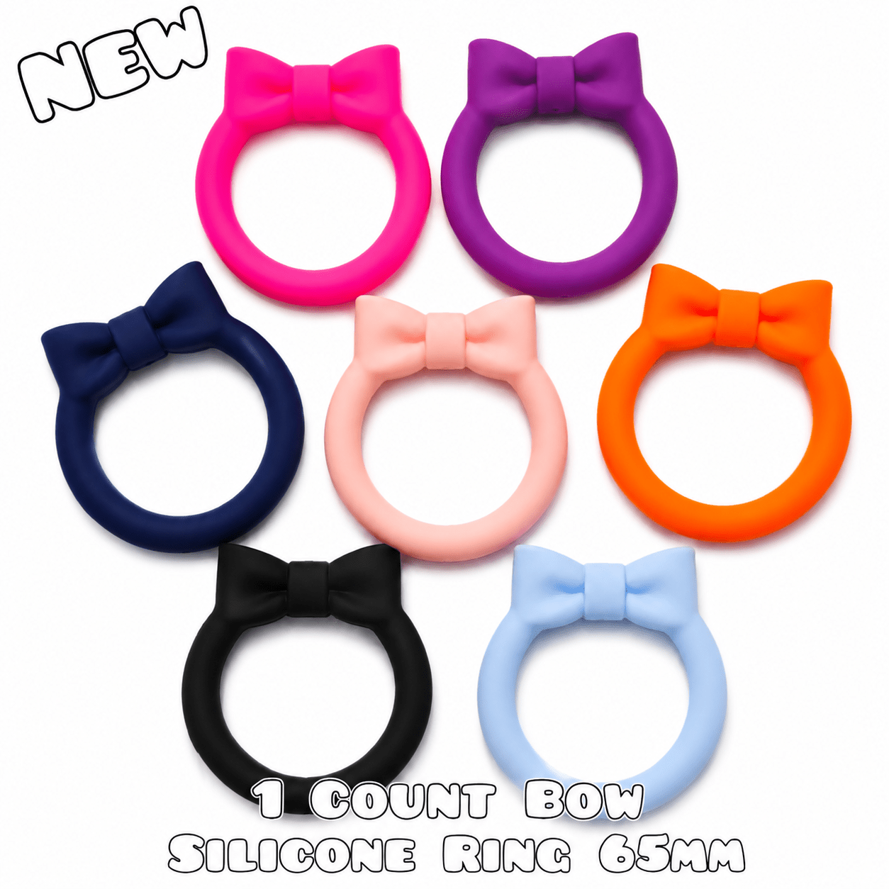 New Bow 1 Count DIY 65MM Silicone Rings Craft Supplies Beadable Blanks Solids