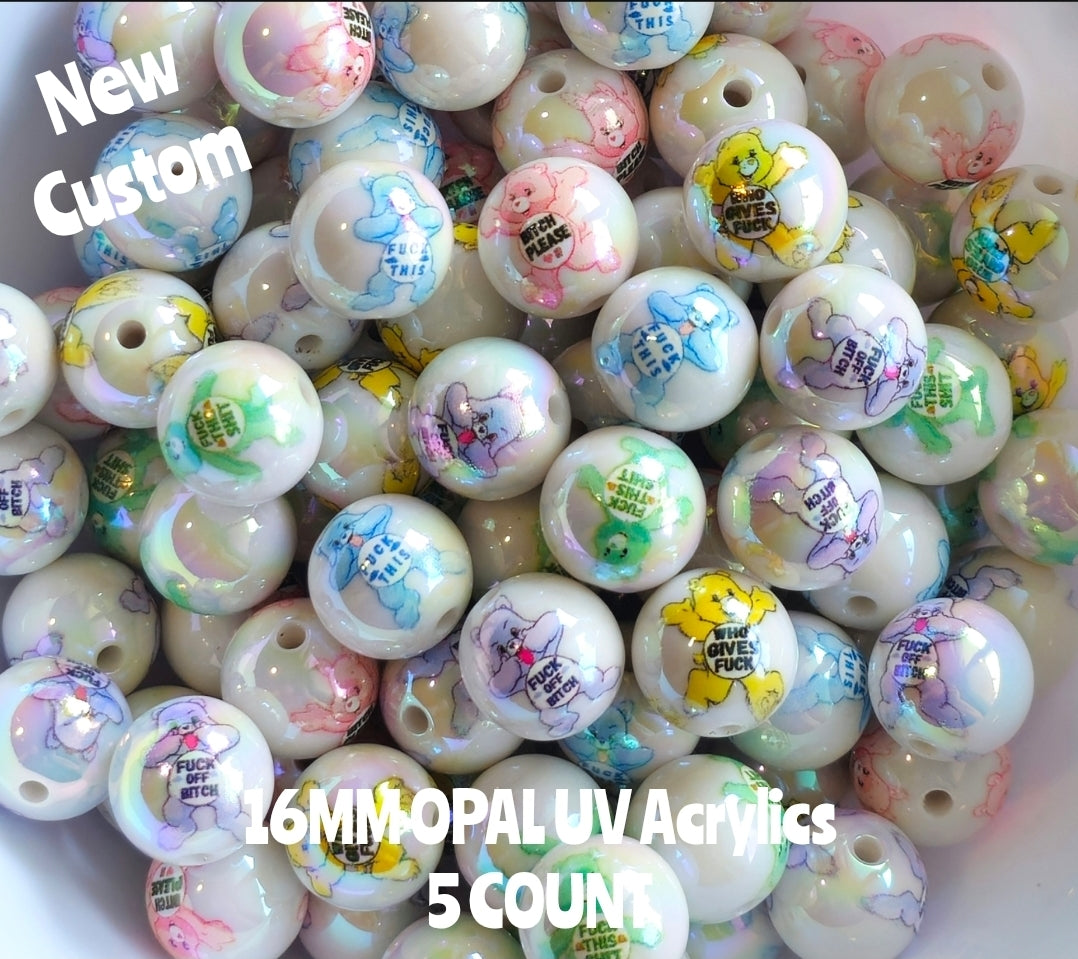 New Custom 16MM Acrylic Opal UV beads