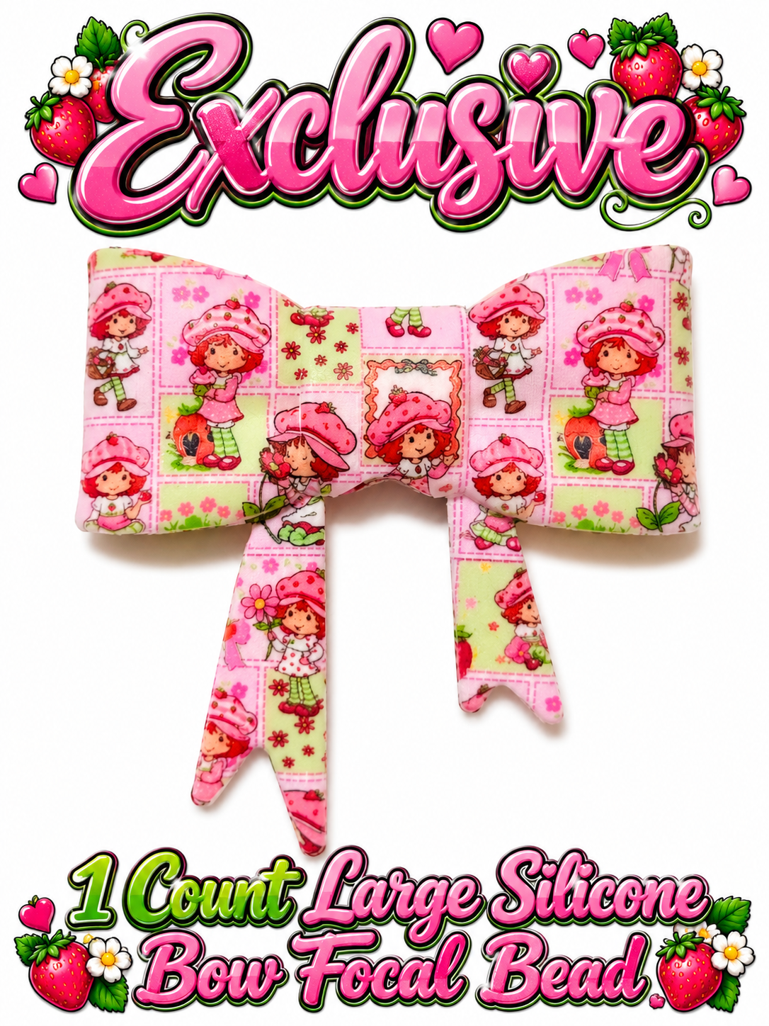 New Shop Exclusive 1 Count Large Silicone Bow STRAWBERRY SHORTCAKE