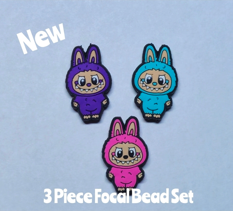 New 3 Count Labubu Focal Bead Set