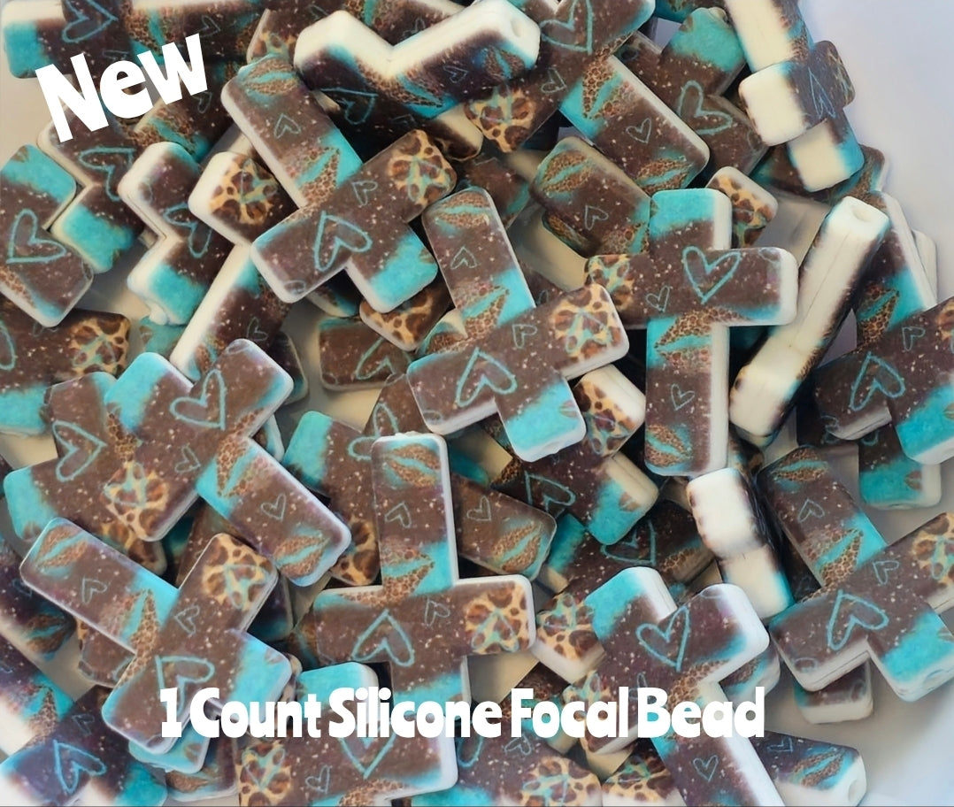 New Country Cross Hearts Focal Beads 1 Count DIY Bead Supplies