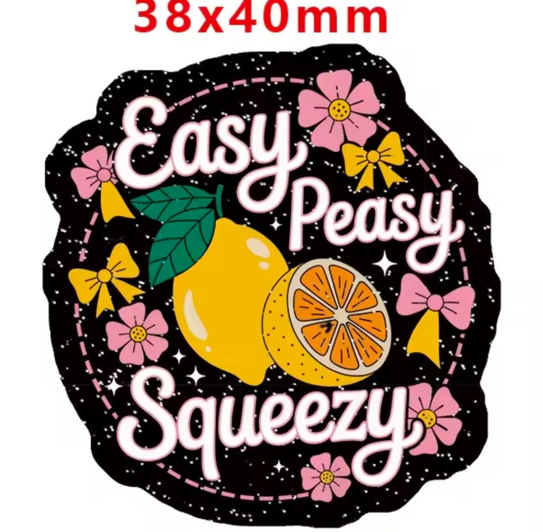 Glitter Acrylic Flatback- Acrylic Planer Resin Charm Easy Peasy Lemon