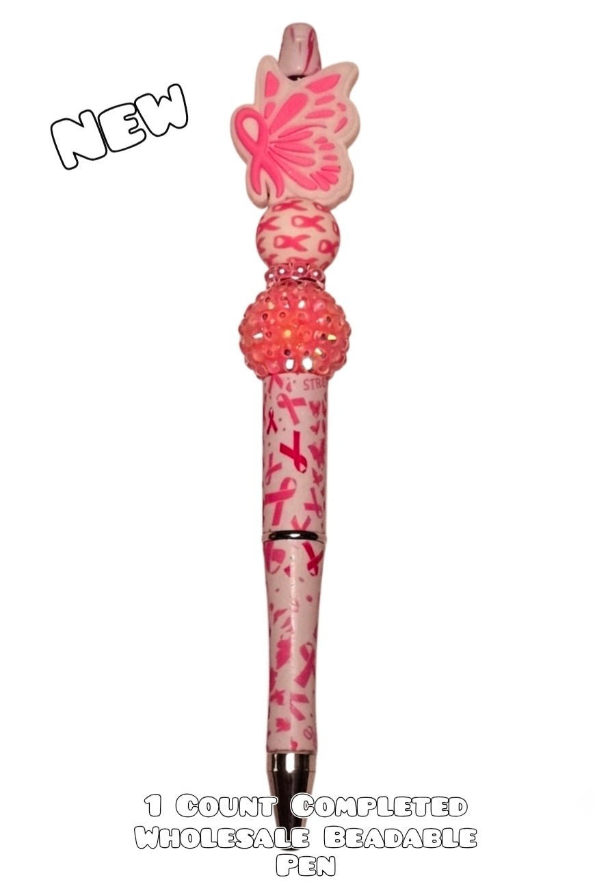 Wholesale 1 Count Beadable Pen Cancer Awareness