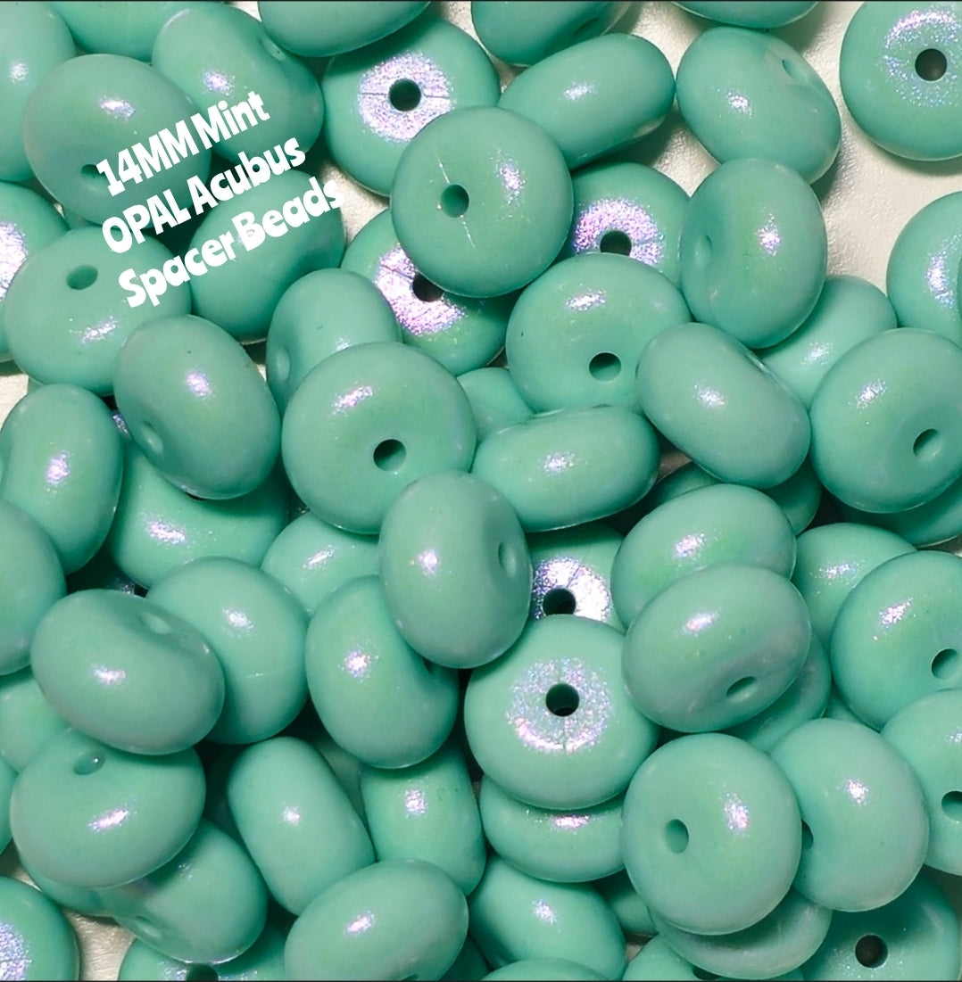 1 Count DIY 14MM Mint Silicone OPAL Acubus Spacer Beads Craft Supplies