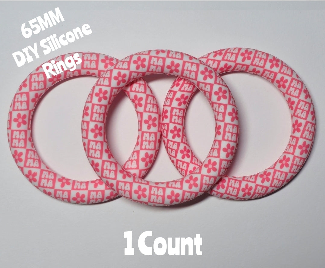 1 Count DIY 65MM Silicone Rings Craft Supplies Beadable Blanks Pink Mama