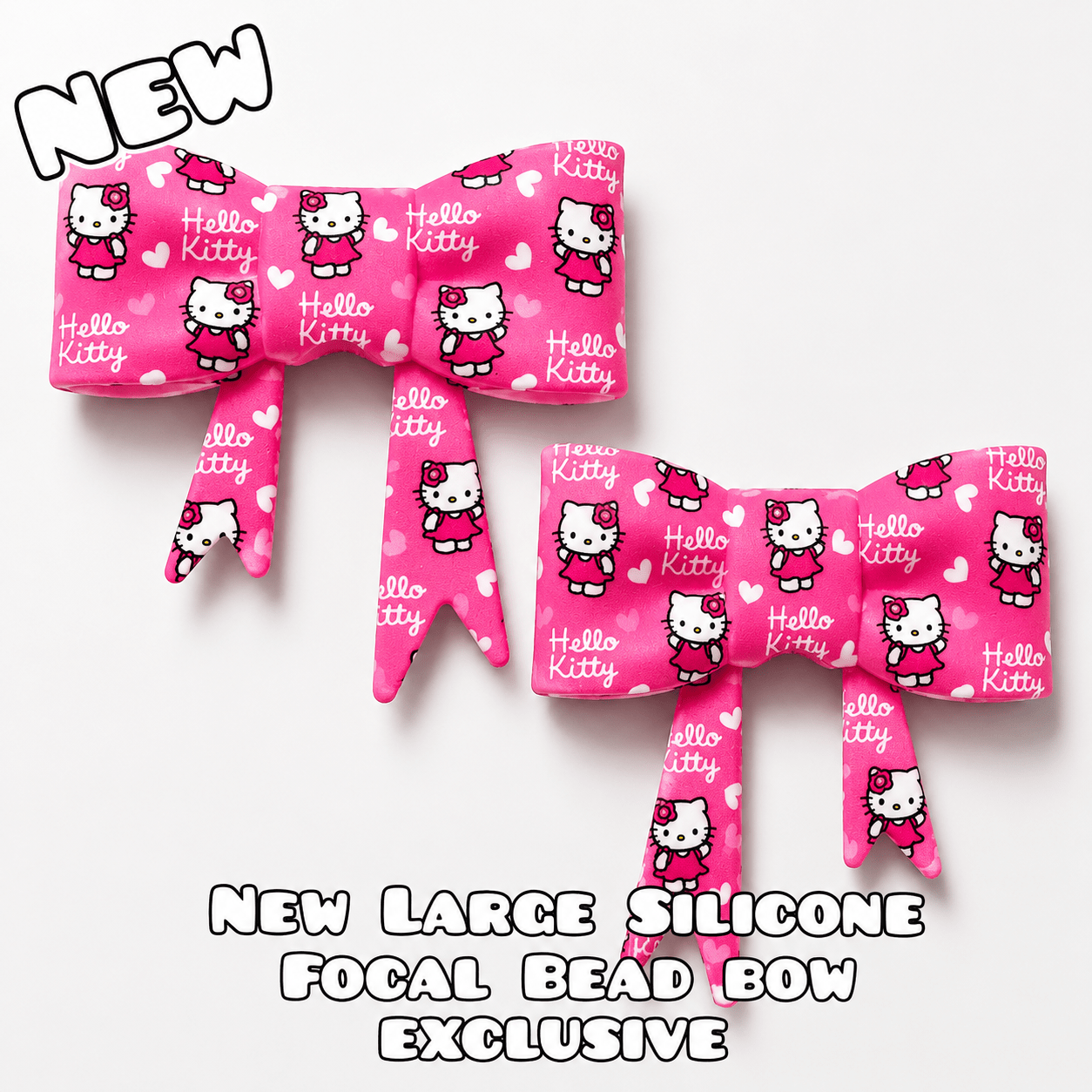 1 Count New Release Silicone Focal Bead Bow Exclusive Hello Kitty