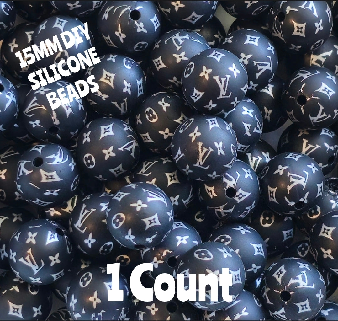New 1 Count 15mm printed Luxury silicone beads