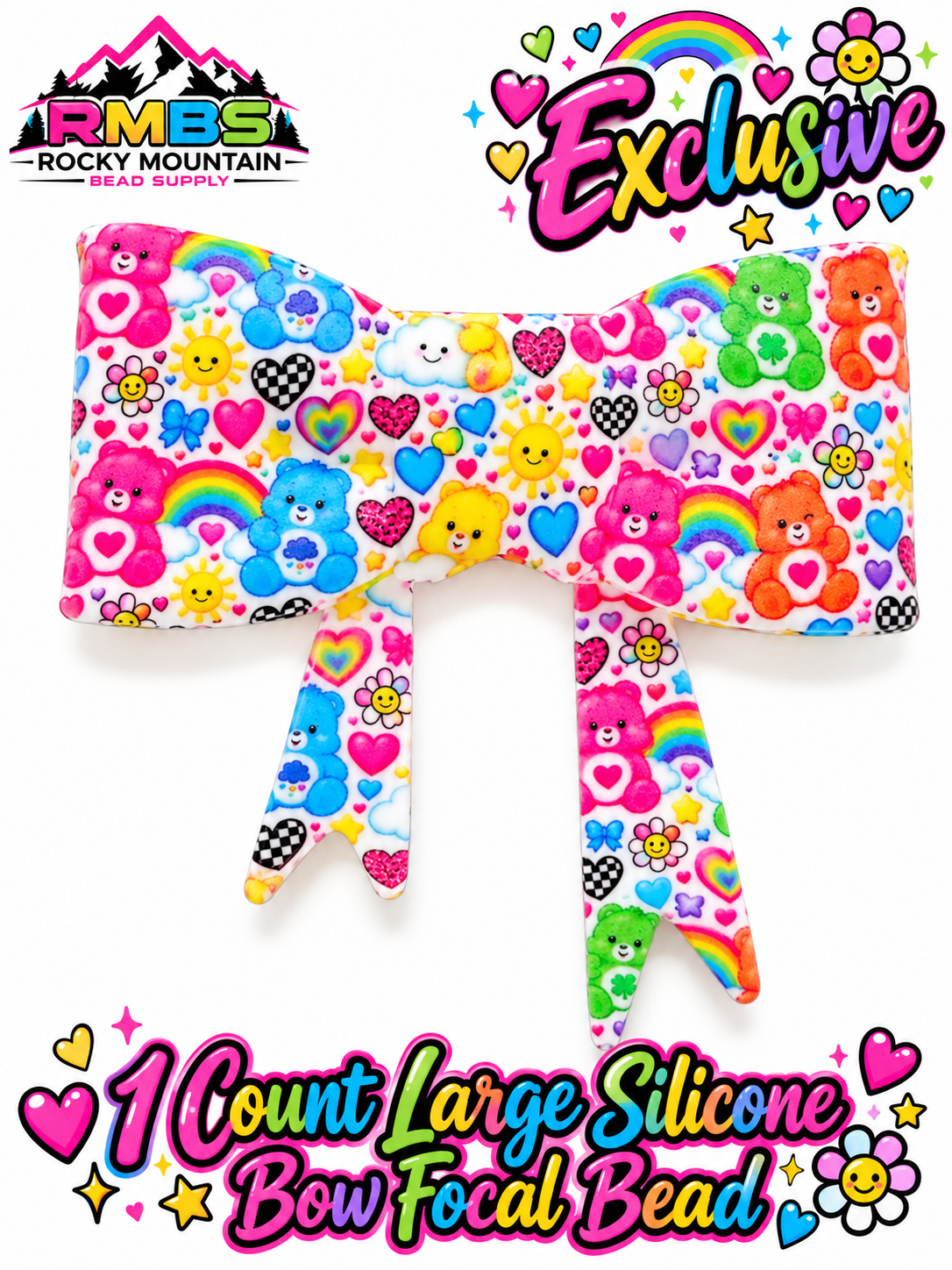 New Shop Exclusive 1 Count Large Silicone Bow Care Bears