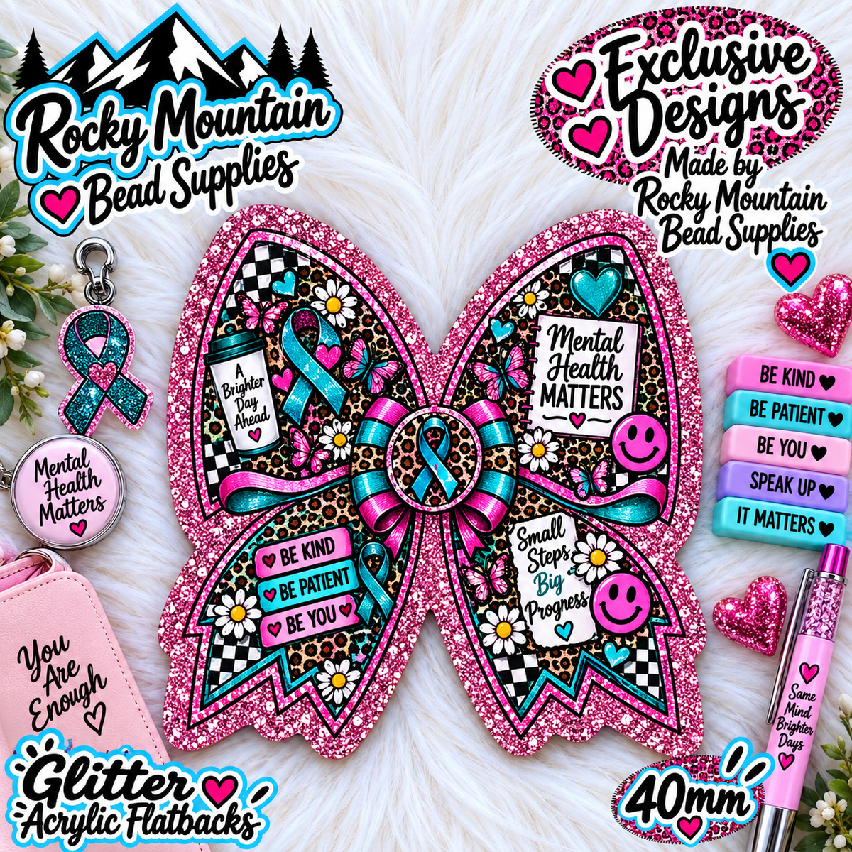 Shop Exclusive 1 Count Custom Exclusive Glitter Acrylic Flatback 40mm