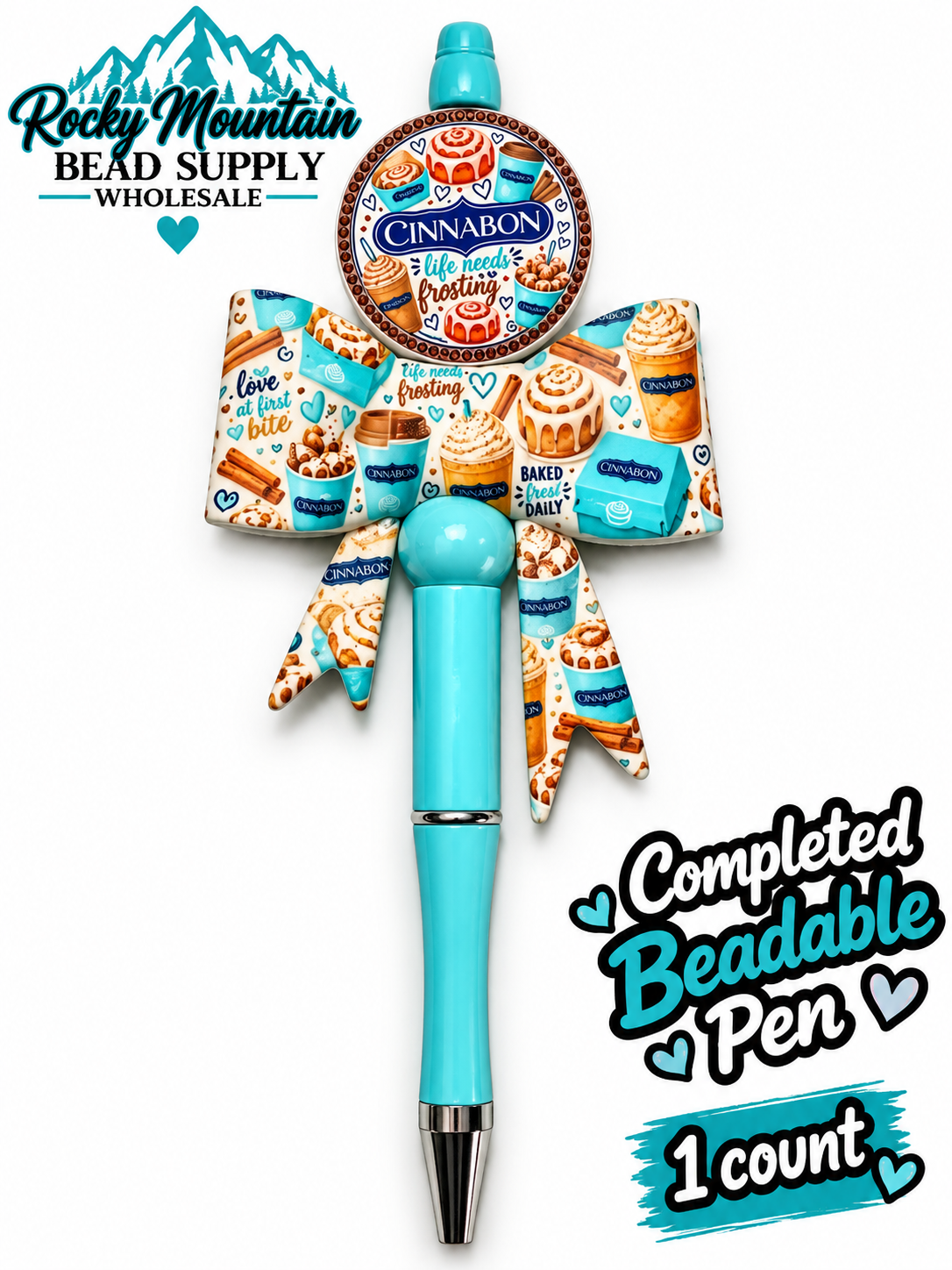 New 1 Count Completed Beadable Pen Exclusive Design Wholesale Cinnabon