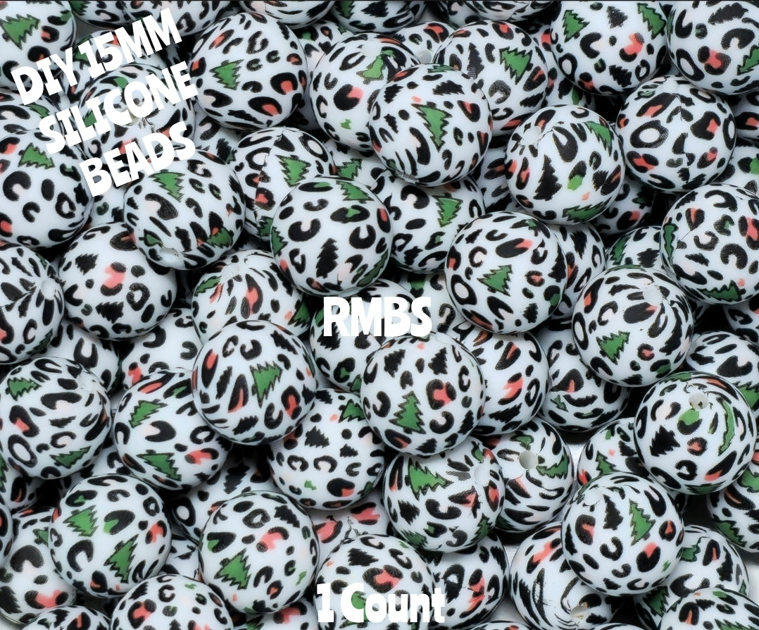 New 1 Count 15mm Printed Beads Christmas Theme Beads Craft Supplies Multiple Options