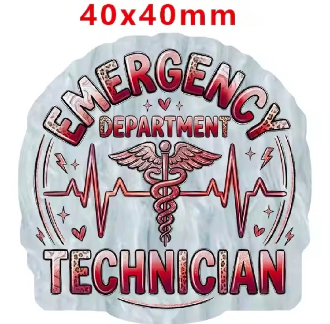 Glitter Acrylic Flatback- Acrylic Planer Resin Charm Medical Emergency Technician
