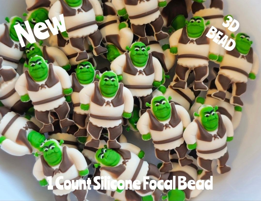 New 3D Silicone Shrek Focal Beads 1 Count DIY Bead Supplies