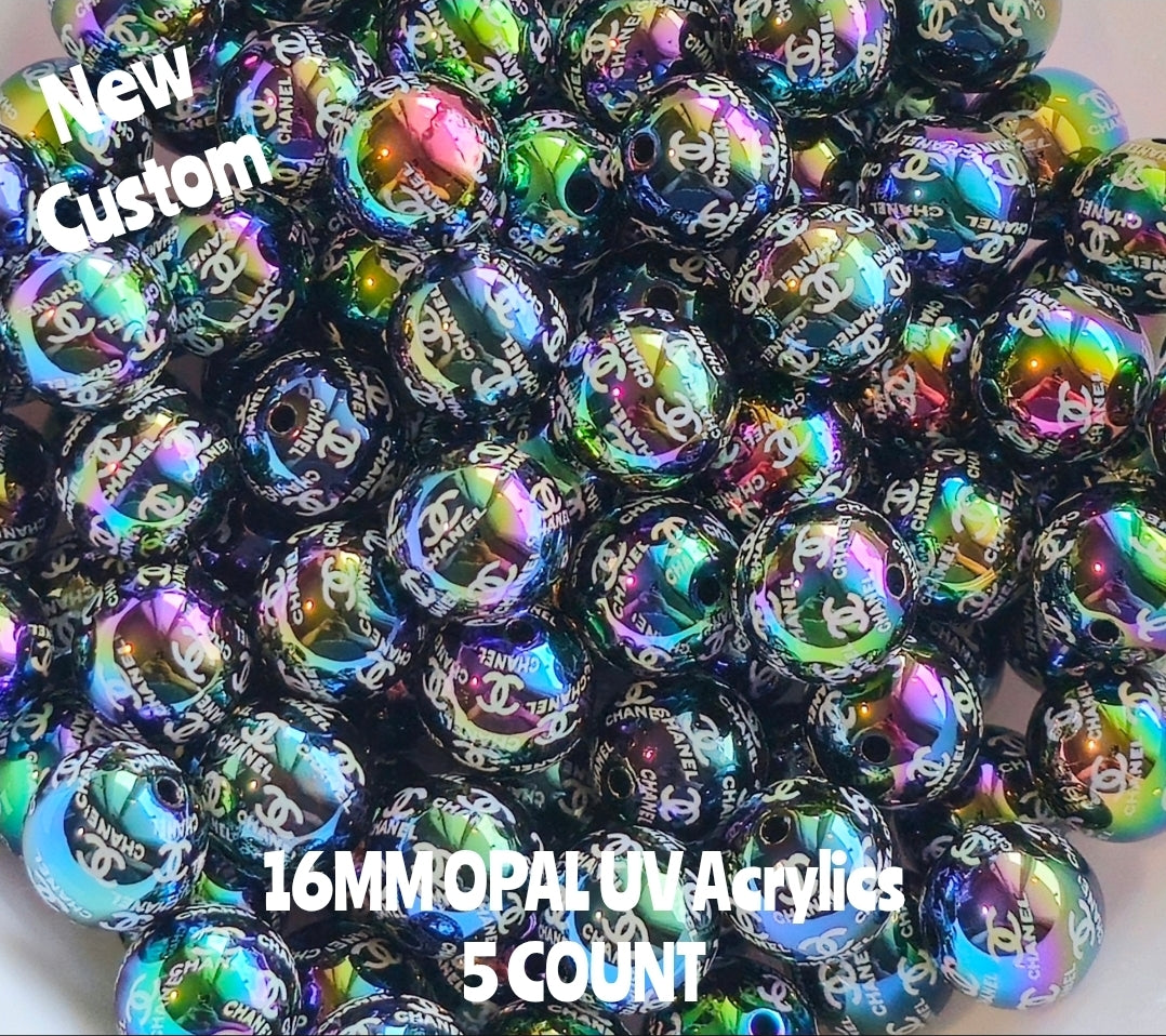 New Custom 16MM and 25MM Acrylic Opal UV beads LUXURY Designer beads