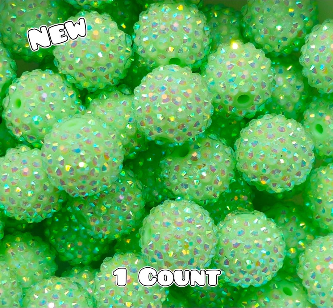 20MM New 1 Count Acrylic Rhinestone Beads PASTEL GREEN