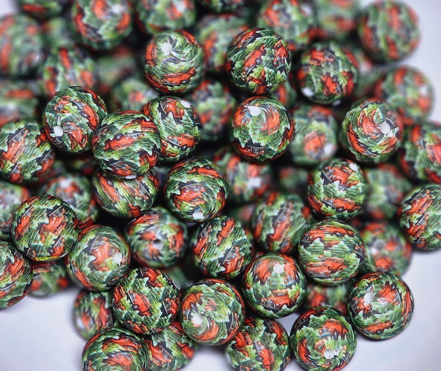 10 Count DIY 15MM Silicone Printed Beads Bead Supplies Christmas Trees Red Truck Makes them around .17 cents each