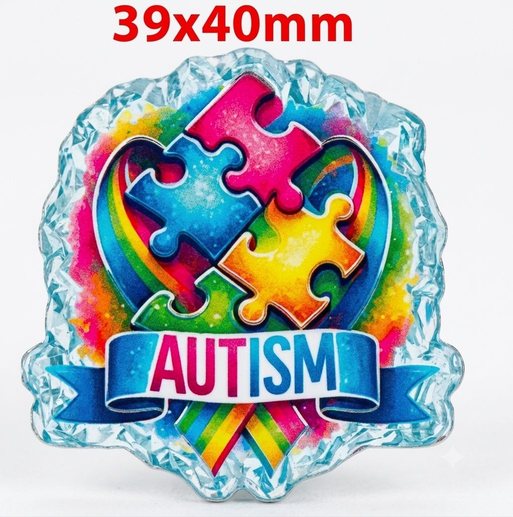Glitter Acrylic Flatback- Acrylic Planer Resin Charm Autism