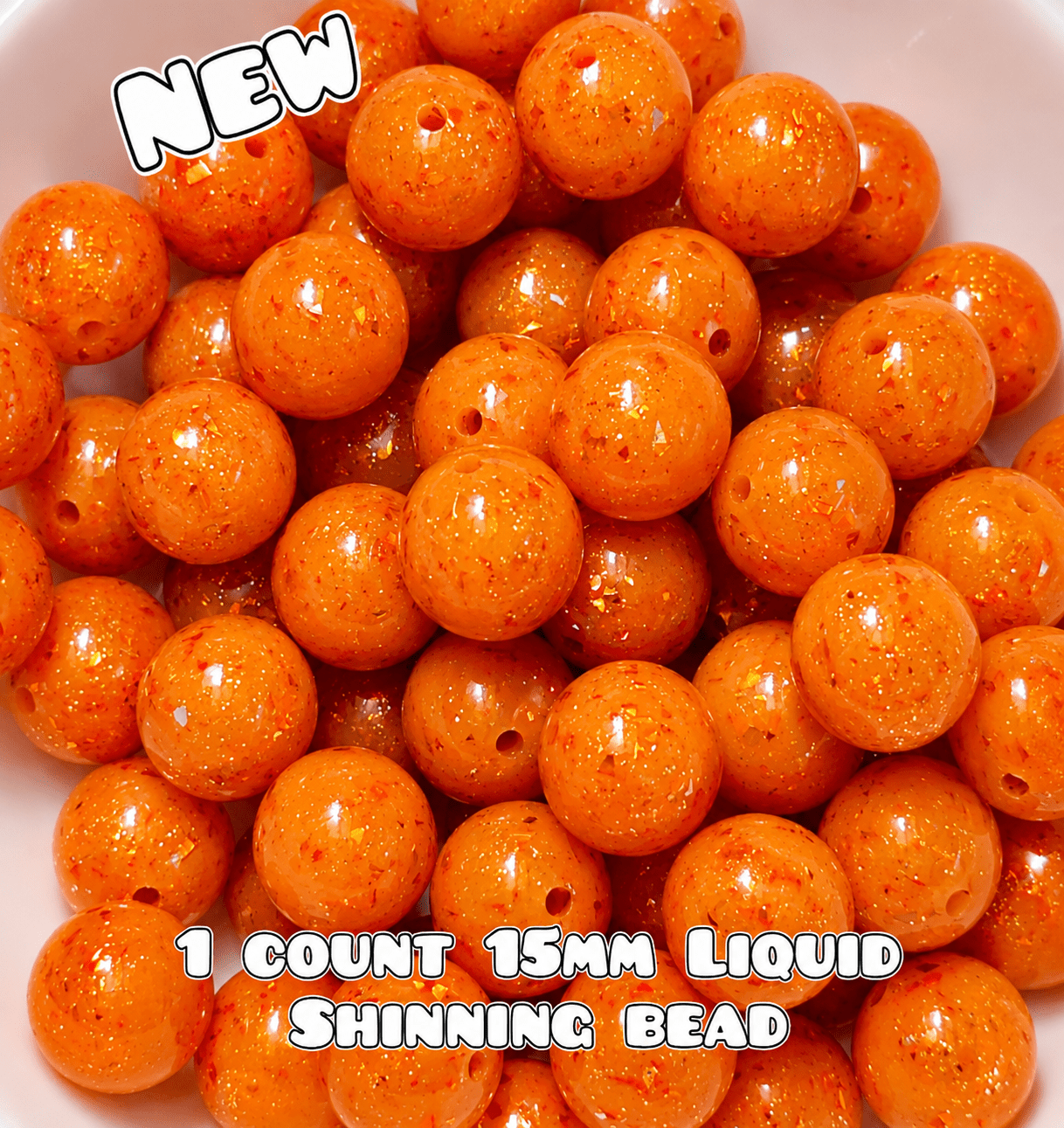 NEW 15mm DIY Silicone Beads Glitter Glossy 1 Count Blue Orange