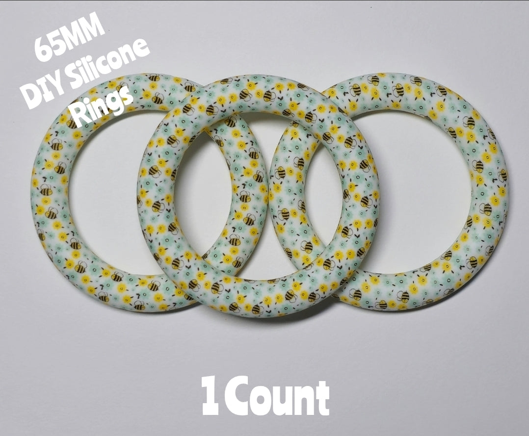 1 Count DIY 65MM Silicone Rings Craft Supplies Beadable Blanks Bumblebee