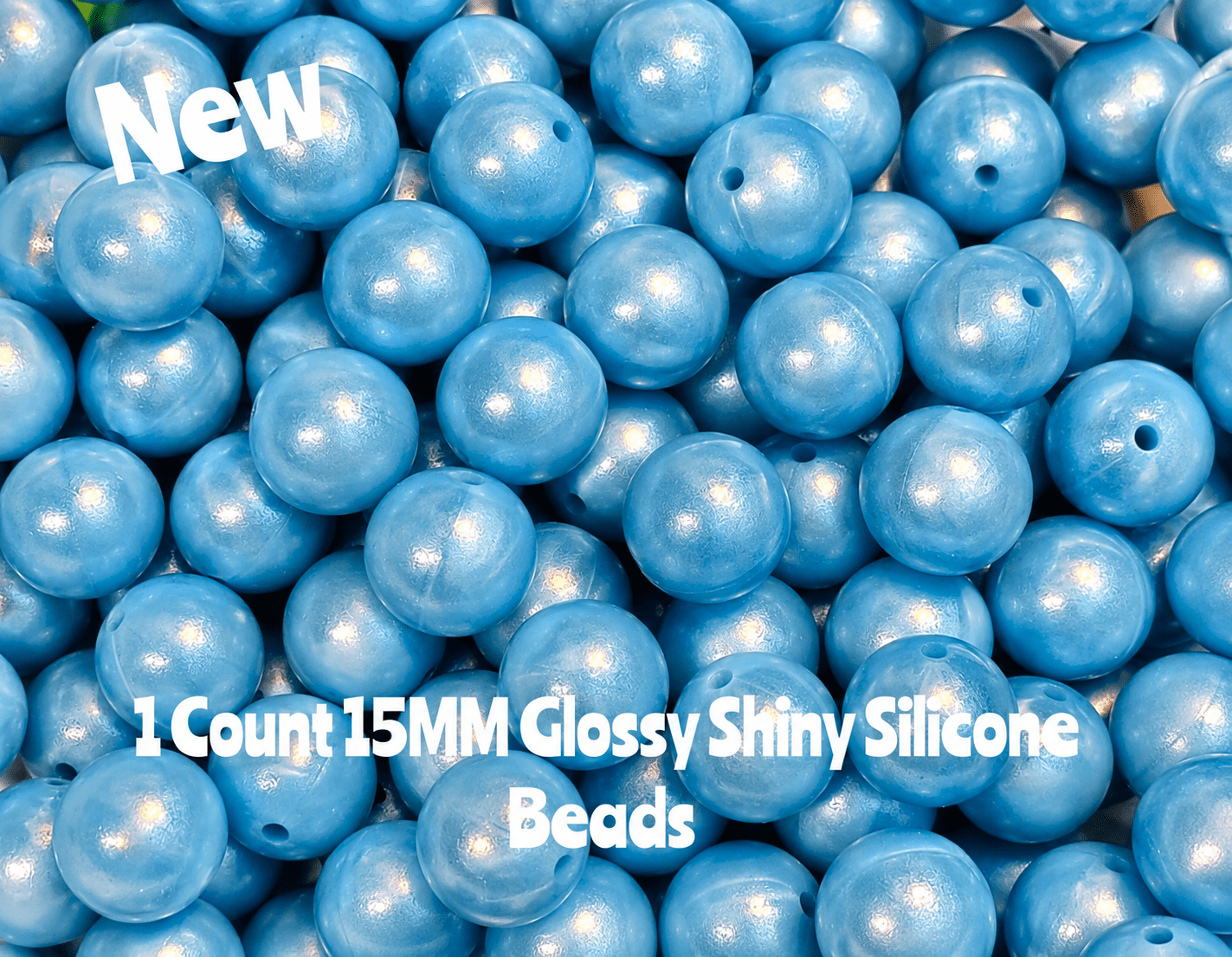 15mm Cuentas de Silicona DIY Sólidas Brillantes 1 Unidad Azul Marbel