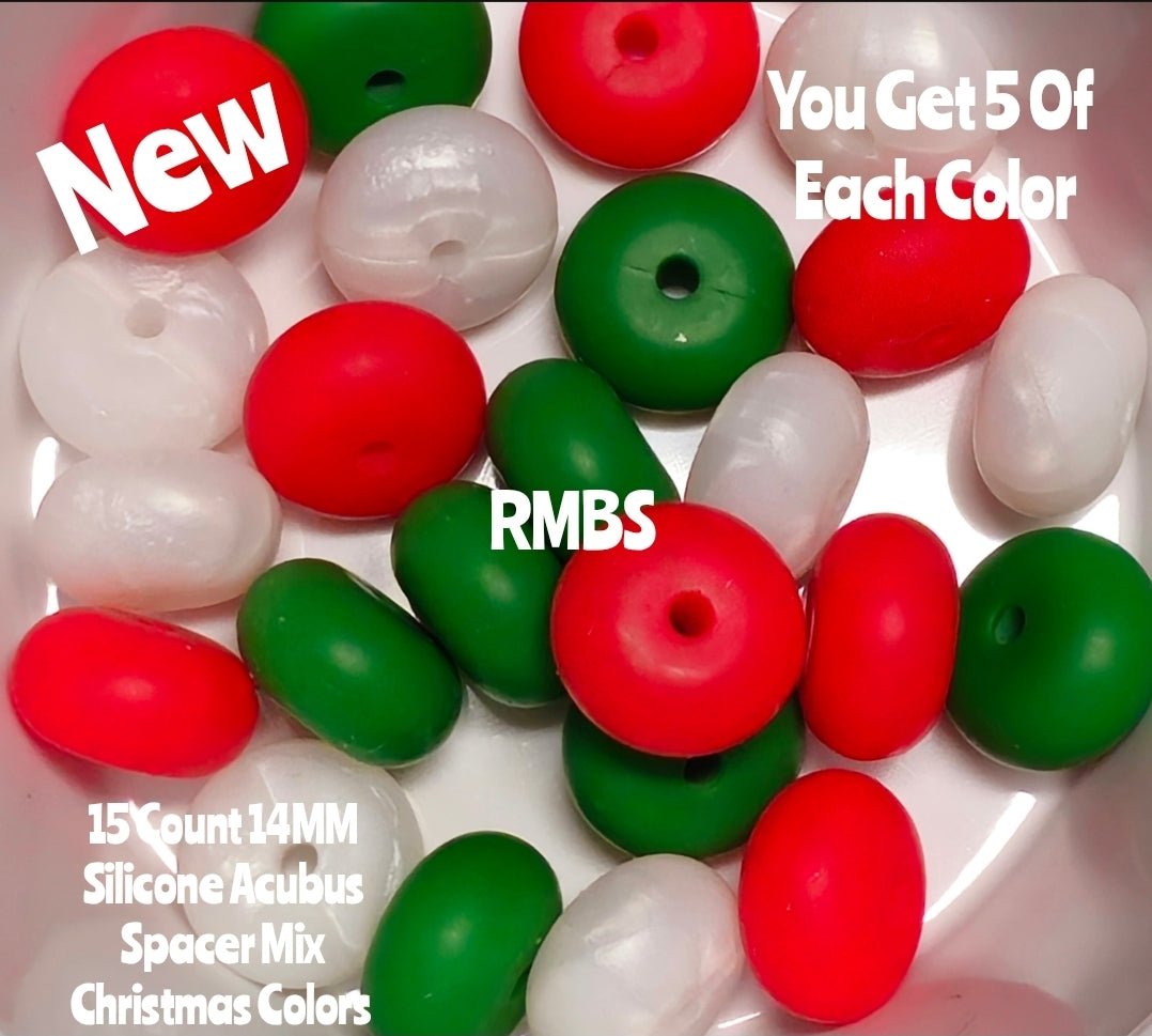 New Christmas Acubus Spacer Beads- 14mm in a 15 count pack