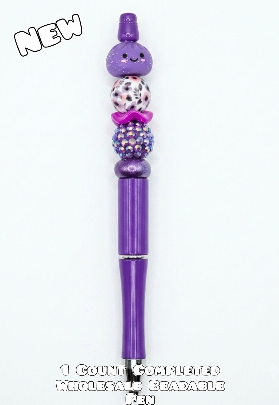 Wholesale 1 Count Beadable Pen Character Dumplings Purple