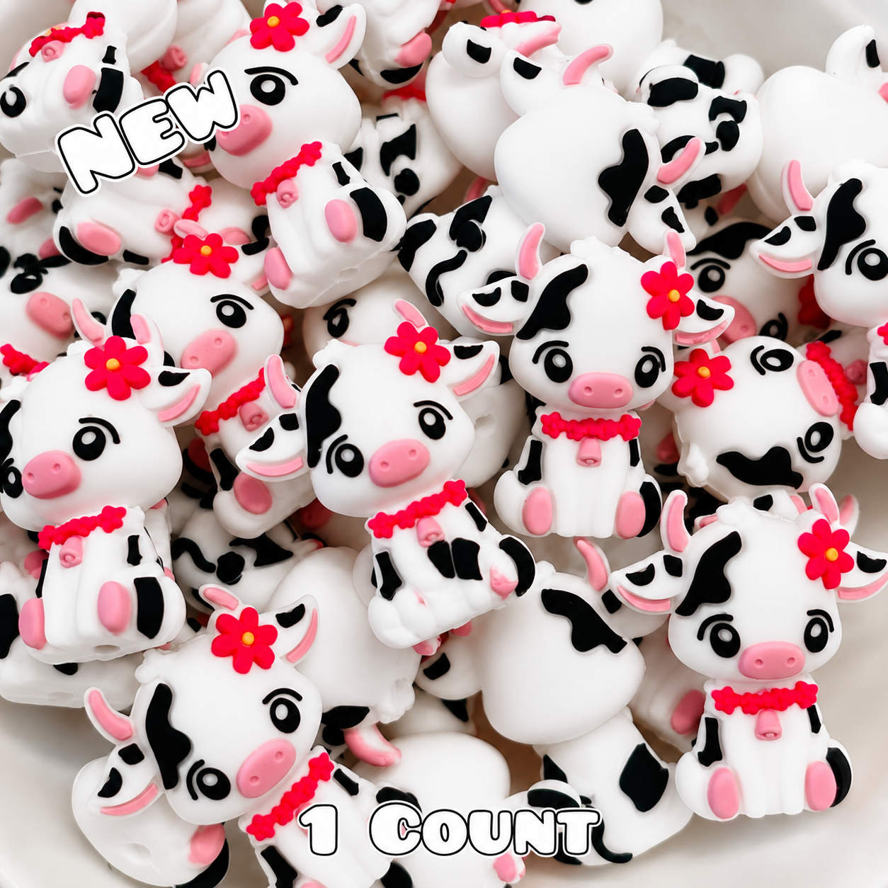 New 1 Count Focal Bead Cow 3D