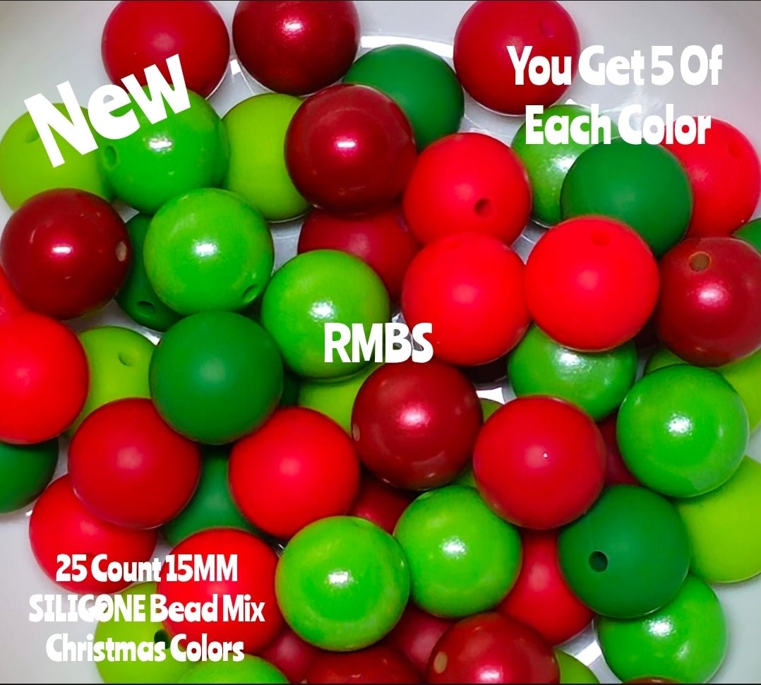 New 15mm SILICONE SOLID Christmas Mix 25 count