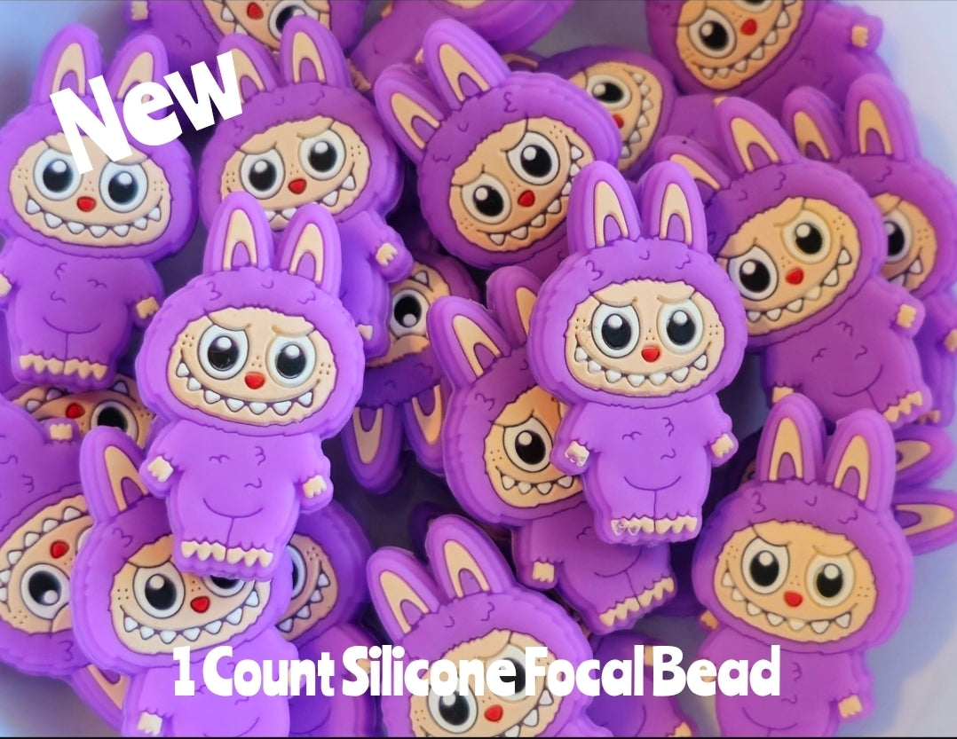 New Silicone Labubu Focal Beads 1 Count DIY Bead Supplies 4 Color Options