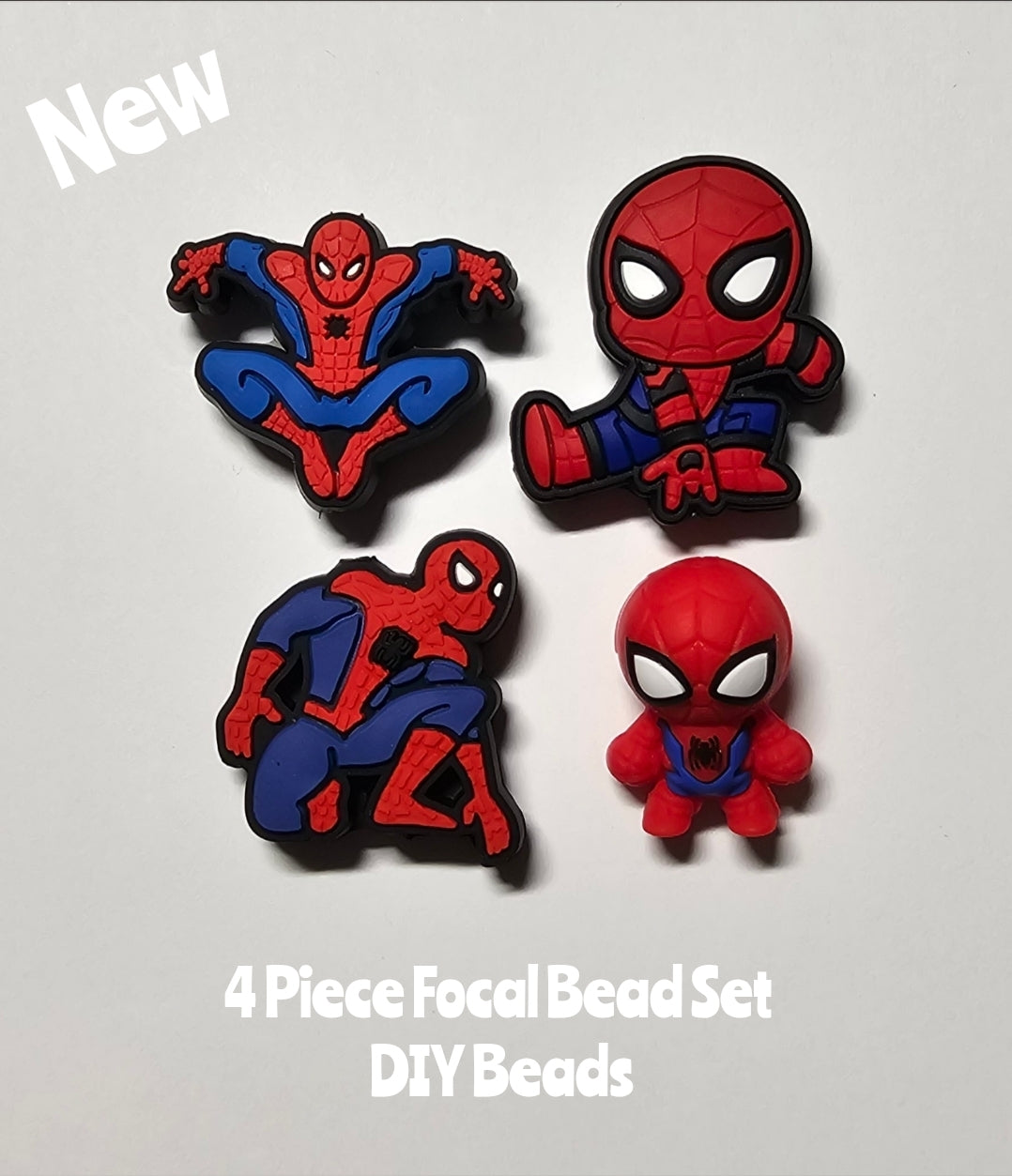 New 4 piece spiderman focal bead set you receive 1 of each