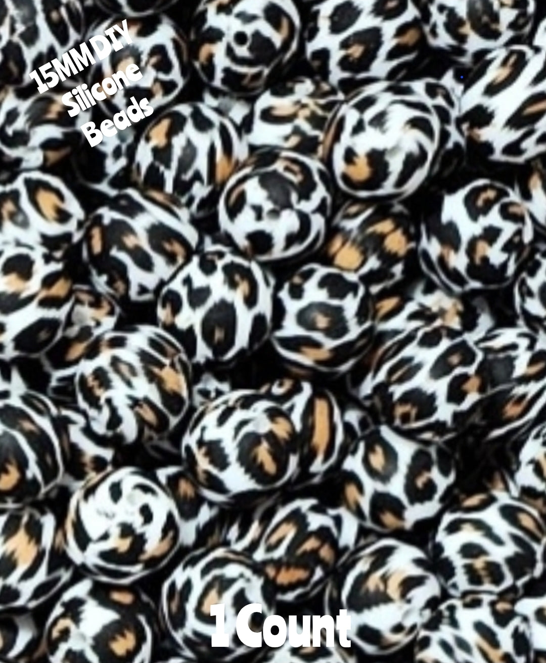 New 1 Count DIY Silicone Beads 15mm printed Caramel Leopard Beads Beadable Accessories