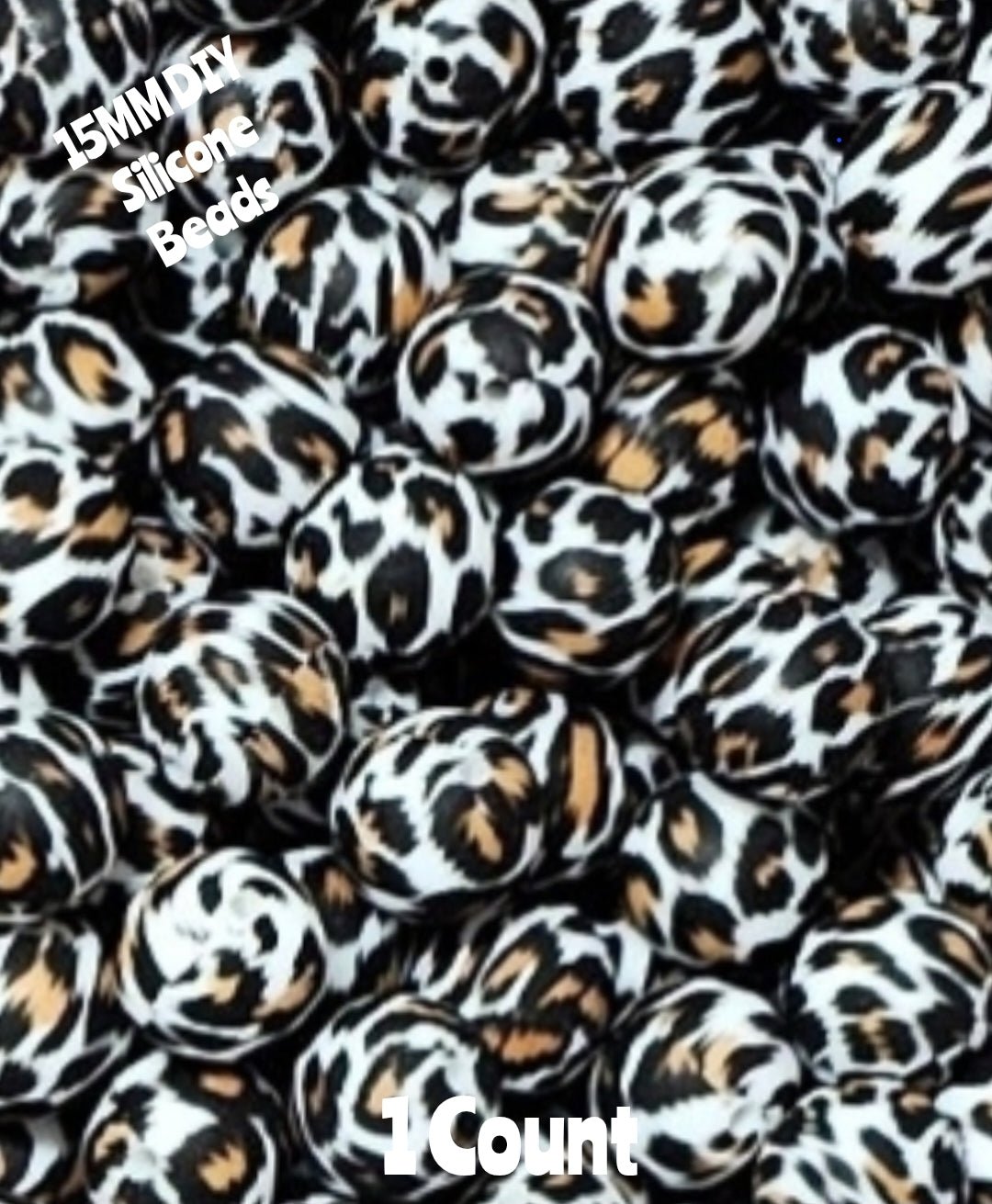 New 1 Count DIY Silicone Beads 15mm printed Caramel Leopard Beads Beadable Accessories