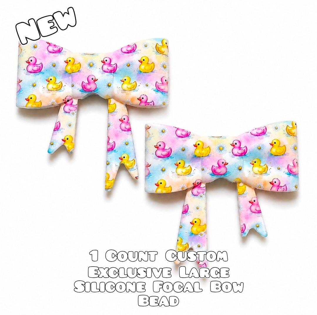 1 Count New Release Silicone Focal Bead Bow Exclusive Pick yellow ducks with Daisy's