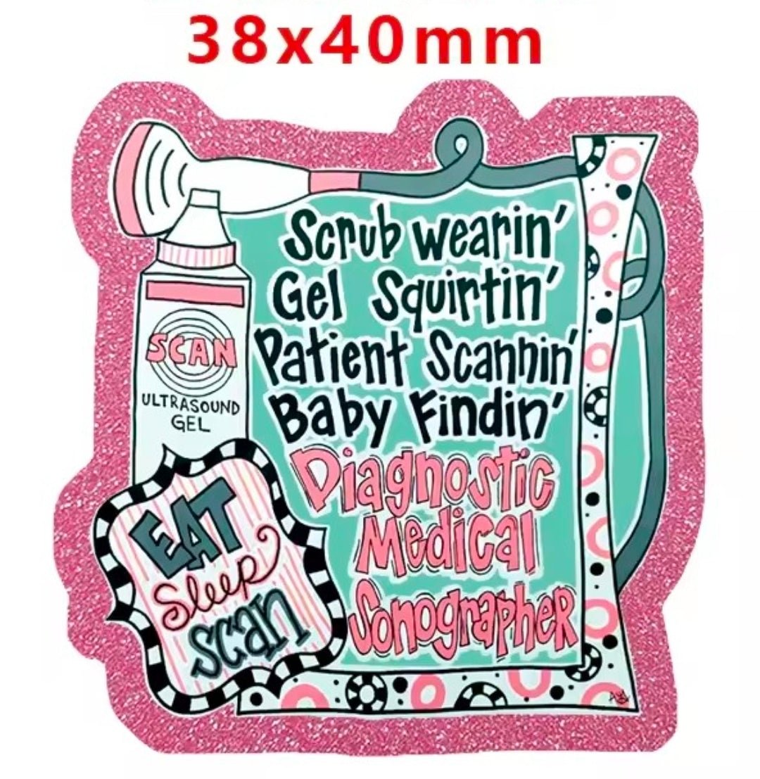 Glitter Acrylic Flatback- Acrylic Planer Resin Charm Medical