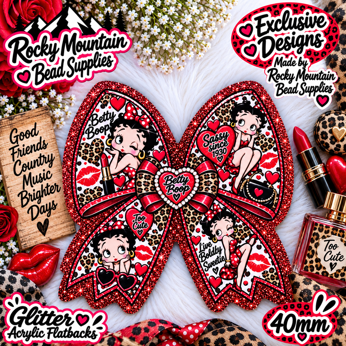 Shop Exclusive 1 Count Custom Exclusive Glitter Acrylic Flatback 40mm