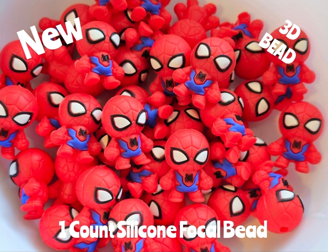 New 3D Silicone Spiderman Focal Beads 1 Count DIY Bead Supplies