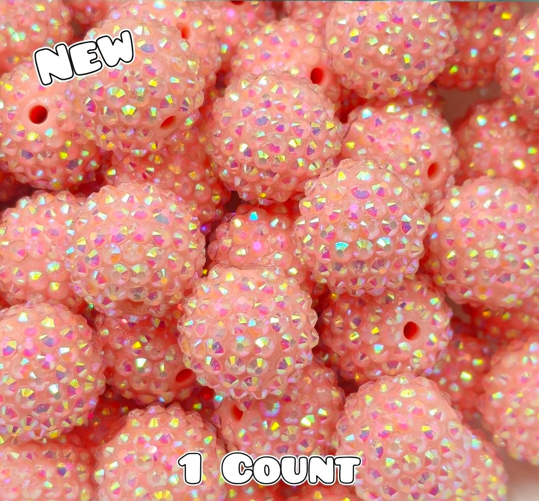 20MM New 1 Count Acrylic Rhinestone Beads PASTEL PINK