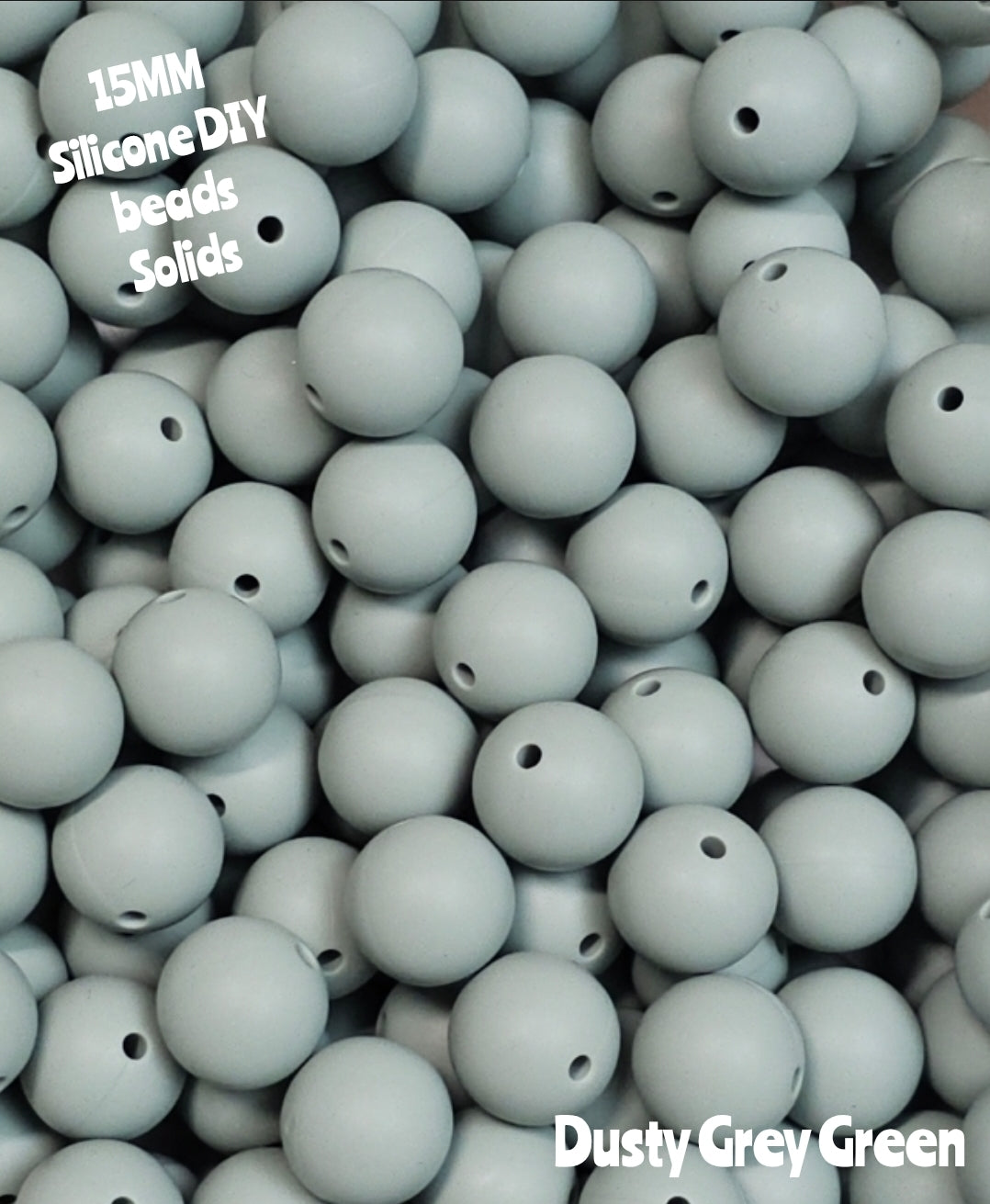 15mm DIY Silicone Solids 1 Count Dusty Grey Green