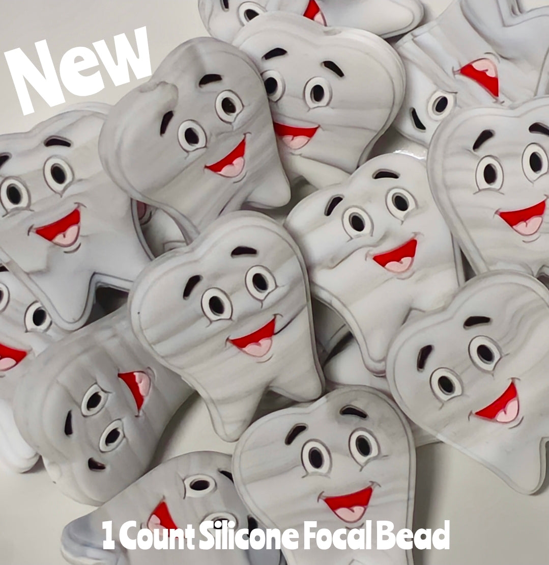 New Dental Tooth Marbel White Focal Beads 1 Count DIY Bead Supplies