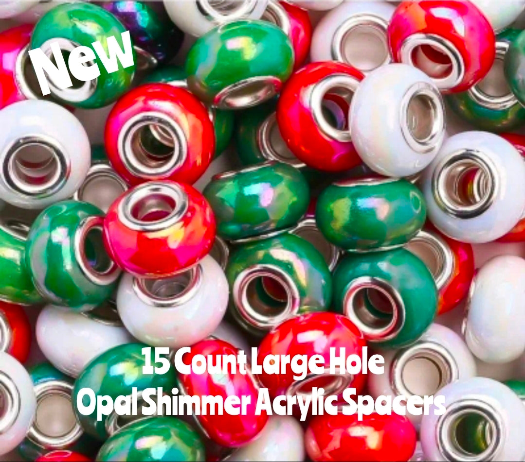 New Christmas Acrylic Opal UV Shimmer Spacer Beads- 14mm in a 15 count pack